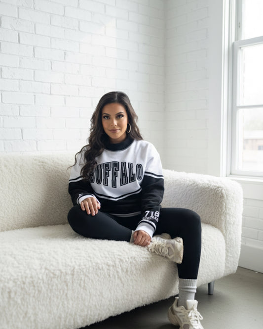 Black And White Mock Neck