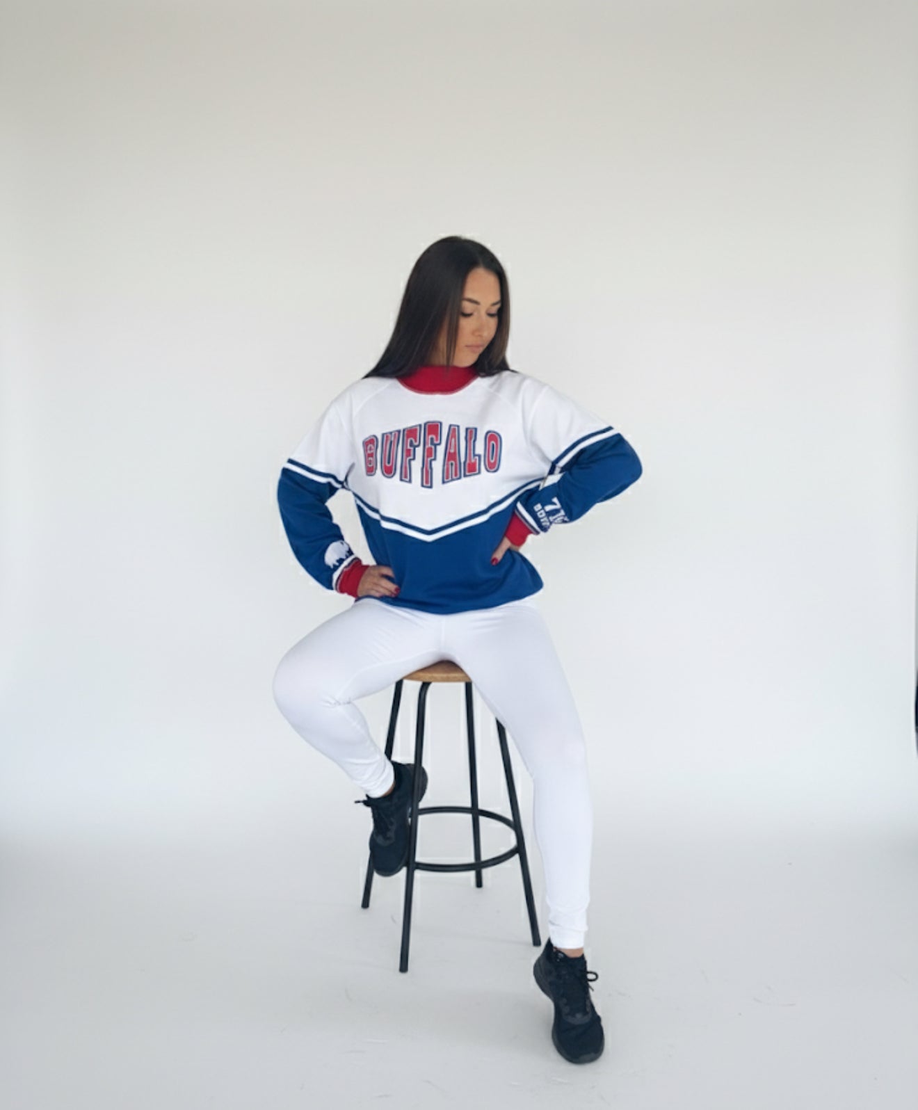 Red And Blue Mock Neck